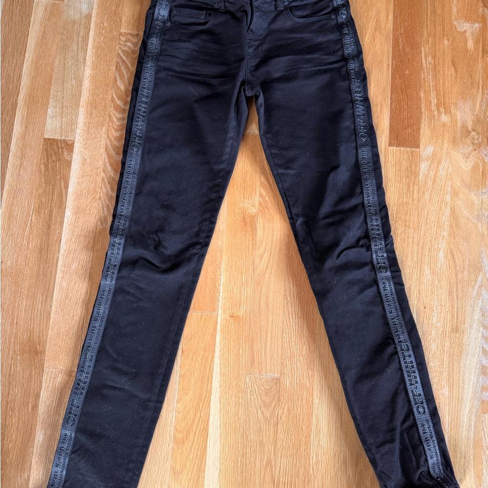 Black Women's Jeans with Side Stripes